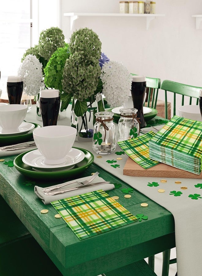 JarThenaAMCS مناديل ورقية من JarThenaAMCS، 80 ورقة، بنقشة مربعات خضراء وصفراء، مناديل ورقية للاستخدام مرة واحدة، بنقشة مربعات مزخرفة، مثالية لحفلات غداء وعشاء عيد القديس باتريك، ولتزيين الطاولات. - Image 5